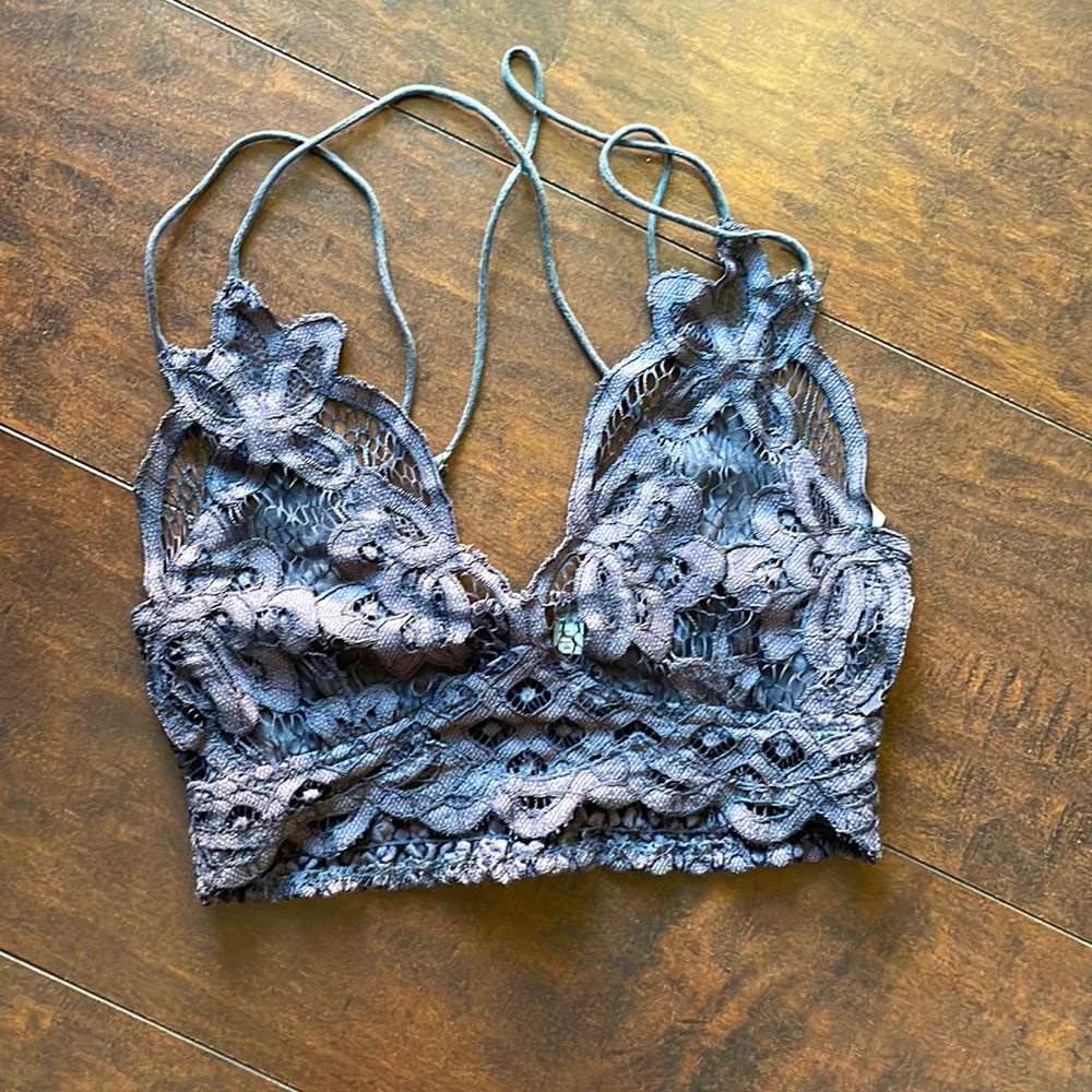 Free people lace bralette, charcoal grey, size XS